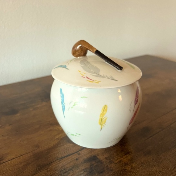 VINTAGE Raynaud Limoges 🇫🇷 Porcelain Dure Cigar and Feather Jar *RARE* - Picture 4 of 10